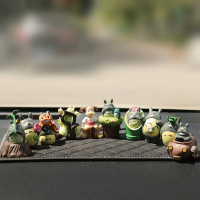 龙猫汽车摆件无脸男车载中控台装饰可爱网红车内饰品模型玩偶公仔 小车款10龙猫+钻垫