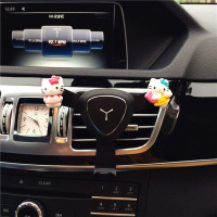 可爱车载手机支架汽车出风口支撑架车用导航支架车内手机支架座 栗色重力支架-KT组合