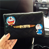 汽车椅背遮阳板纸巾盒套车载车用卡通挂式纸巾盒男女可爱抽纸盒袋 巧克力色转身叮当-菱格-黑