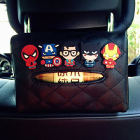 汽车椅背遮阳板纸巾盒套车载车用卡通挂式纸巾盒男女可爱抽纸盒袋 翠绿色英雄联盟-菱格黑