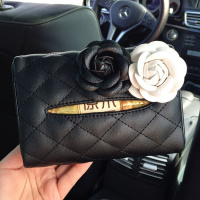 汽车椅背遮阳板纸巾盒套车载车用卡通挂式纸巾盒男女可爱抽纸盒袋 黑花+白花-菱格-黑