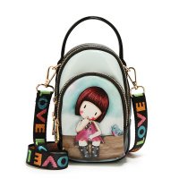 夏天手机包女2020新款可爱竖款斜挎迷你小包包时尚百搭零钱网红袋|黑色.短发女孩（小号）