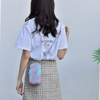 手机袋子布袋装放手机的钥匙包散步包小包女斜挎妈妈迷你便携斜挂|XK13绚丽青大号