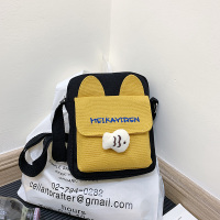 上新小包包女2020新款潮韩版百搭斜挎手机包古着感可爱少女帆布包|黑色[无挂件]