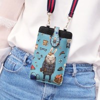 迷你小包拉链手机卡通可爱包女单肩韩版潮挂脖斜挎包手机袋零钱包|浅蓝小白兔