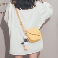 夏天上新小包包女2020新款潮ins古着感可爱少女帆布包斜挎手机包|黄色[带海鸥挂件]