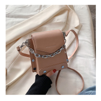 手机包网红小包包女2020新款潮夏天质感百搭紫色小方包单肩斜挎包|卡其色