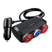 汽车点烟器一拖二分三车载手机充电器usb车充插头多功能快充用品|SK-803黑红