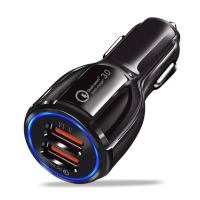车载充电器一拖二手机快充点烟转换插头24v货车汽车用usb接口车充|QC闪充双U黑色
