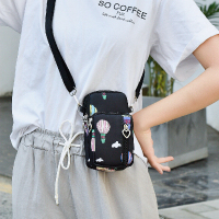 新款装手机包女斜挎小包包迷你竖款韩版百搭帆布手机袋手腕零钱包|典雅黑色气球(大号耳机孔