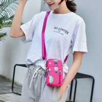 手机袋子布袋便携斜挂装放手机的小包女斜挎妈妈迷你钥匙包散步包|XK11玫红大号