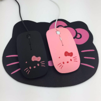 有线加重鼠标kt猫可爱超薄 女生笔记本电脑办公台式无线鼠标