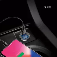 粒智能车充 带指示灯 双usb口3.1a汽车用迷你车载充电器|黑色双USB口