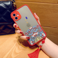 中国风流苏浮雕适用11手机壳男女款全包镜头iphone11pro max硅胶防摔软边11pro磨砂透明情侣保护套新年潮