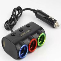 车载点烟器一拖三多功能电源插头汽车24v转换充电器插座快充|12v24v共用[黑色]