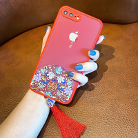 适用8plus手机壳中国风iphone7plus男女款iphone8plus国潮古风2020年新款8p全包防摔红色流苏7