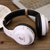 无线头戴式蓝牙耳机立体声重低音插卡运动游戏耳麦电脑手机通用 白金色 顶配版【蓝牙/插卡/插线/收音】