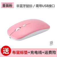 [可选顺丰配送][手机也能用]充电无线鼠标静音办公笔记本通用蓝牙学生男女电脑 樱花粉 电池版[按键有声]