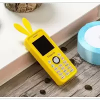 迷你手机学生机儿童手机直板移动4g手机水晶按键小手机带挂绳皮套|黄色