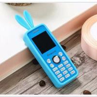 迷你手机学生机儿童手机直板移动4g手机水晶按键小手机带挂绳皮套|蓝色