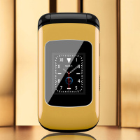 翻盖老年手机超长待机老人手机大屏大字大声移动电信4g男女款|金色(单卡电信版) 套餐一