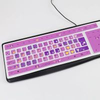 型台式机电脑键盘贴膜透明垫子硅胶膜垫按键保护套防尘罩卡通|台式机-卡通紫
