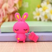卡通u盘速16g32g64g128g可爱女生防水汽车载音乐两用优盘|粉色乖乖兔 16G