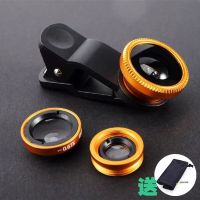手机镜头单反外置摄像头清摄影鱼眼广角微距拍照神器三合一|三合一镜头金色送布袋[缺色随机]