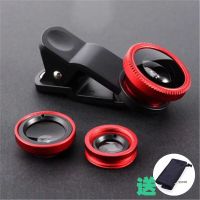手机镜头广角鱼眼微距摄像头三合一拍照清摄影外置放大镜|镜头3件套中国红送布袋[缺色随机