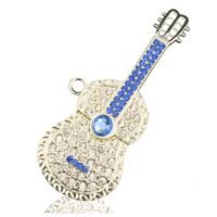 仿真吉他u盘64g可爱个性创意优盘16g女生礼品定制项链un32g|蓝色吉他 64GB