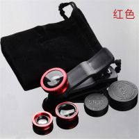 手机镜头广角微距鱼眼三合一套装照相摄像头拍摄相机自拍|中国红[三合一送绒布袋]