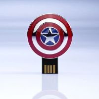 漫威钢铁侠u盘 128g 64g 32g创意发光金属学生 复仇者联盟优盘16g|美国队长盾牌 64GB