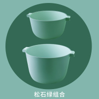 创意双层沥水篮家用北欧风格网红水果盘洗菜盆现代客厅收纳菜篮子|松石绿+松石绿（大）