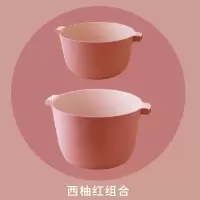 创意双层沥水篮家用北欧风格网红水果盘洗菜盆现代客厅收纳菜篮子|西柚红+西柚红(大)