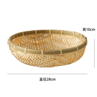 竹编厨房水果盘 沥水洗菜篮子馒头筐馍筐鸡蛋篮竹篮筐|镂空款约28xH9cm