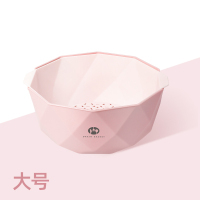 客厅家用水果盘双层塑料洗菜盆沥水篮北欧风格网红创意厨房水果篮|拿铁粉大号[快速沥水]