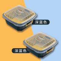 沥水篮双层洗菜带盖客厅果盆便携冰箱果篮厨房蔬菜保鲜盒顺达|深蓝2个装