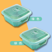 沥水篮双层洗菜带盖客厅果盆便携冰箱果篮厨房蔬菜保鲜盒顺达|绿色2个装