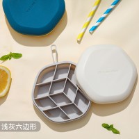 创意冰格硅胶制冰盒带盖家用创意自制小型速冻器冰箱冻冰块模具|蜂巢款-浅灰