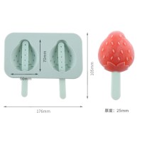 冰格模具冰球冻冰块盒制冰盒硅胶球形圆形葡萄制作器冷饮冰冻家用|橄榄绿(草莓款)带盖