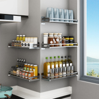 304不锈钢免打孔厨房置物架墙上壁挂式收纳调味料架墙上储物挂架