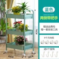 移动小推车置物架篮卧室零食婴儿用品多层浴室厨房家用储物收纳架|升级款-蓝色双把手(送带锁万向轮)?人气 3层