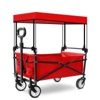 户外野营车超市购物拉杆小拉货手推地推车折叠便携家用|5寸轮红色加顶棚