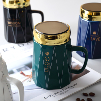 ins北欧咖啡马克杯带盖勺创意个性潮流陶瓷杯子大容量男女喝水杯