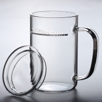 耐热绿茶杯过滤茶杯玻璃杯家用水杯子带把泡茶杯月牙杯玻璃茶杯|透明新月杯470ml[8*12.5cm]