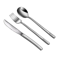 西餐牛排刀叉盘子套装家用韩式餐刀304不锈钢叉子勺子餐具三件套|儿童本色刀叉勺三件套()