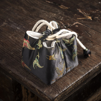 中式云锦主人杯袋单杯袋品茗杯收纳袋茶具紫砂壶快客杯收纳包定制|大号七彩蝴蝶