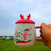 圣诞杯子生日礼物卡通马克杯带盖可爱水杯创意陶瓷杯网红圣诞杯