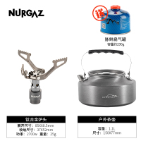 户外套锅野炊野餐锅具茶壶野外炉具烧水壶便携野营火炒锅神器套装|25g钛合金炉头+烧水壶+气罐