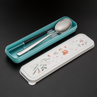 筷子勺子套装可爱儿童不锈钢餐具学生单人外带旅行上班便携收纳盒|筷勺套装[花丛狐狸]★收藏优先发货